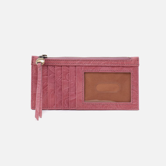 HOBO Carte Card Case In Tooled Embossed Leather - Mauve Tooled Emboss