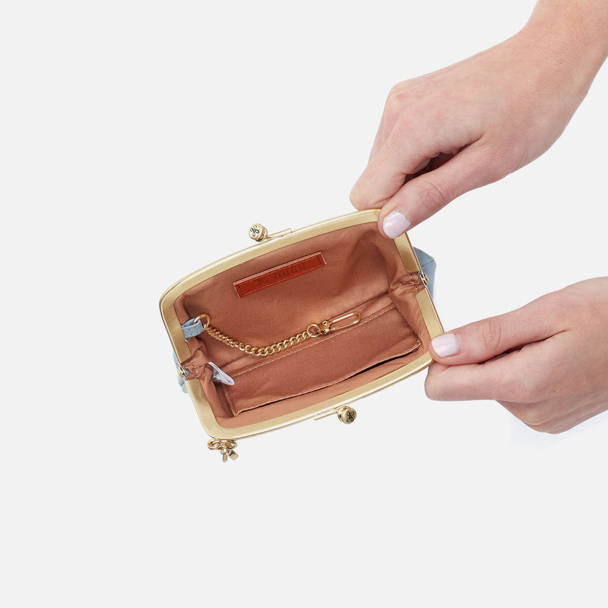HOBO Cheer Frame Pouch In Buffed Leather - Sky