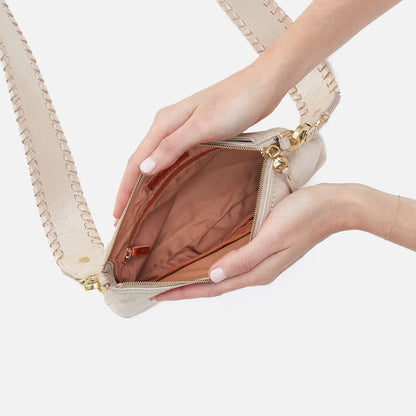 HOBO Darcy Crossbody In Metallic Leather - Sand Shimmer