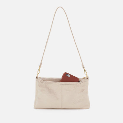 HOBO Darcy Crossbody In Metallic Leather - Sand Shimmer