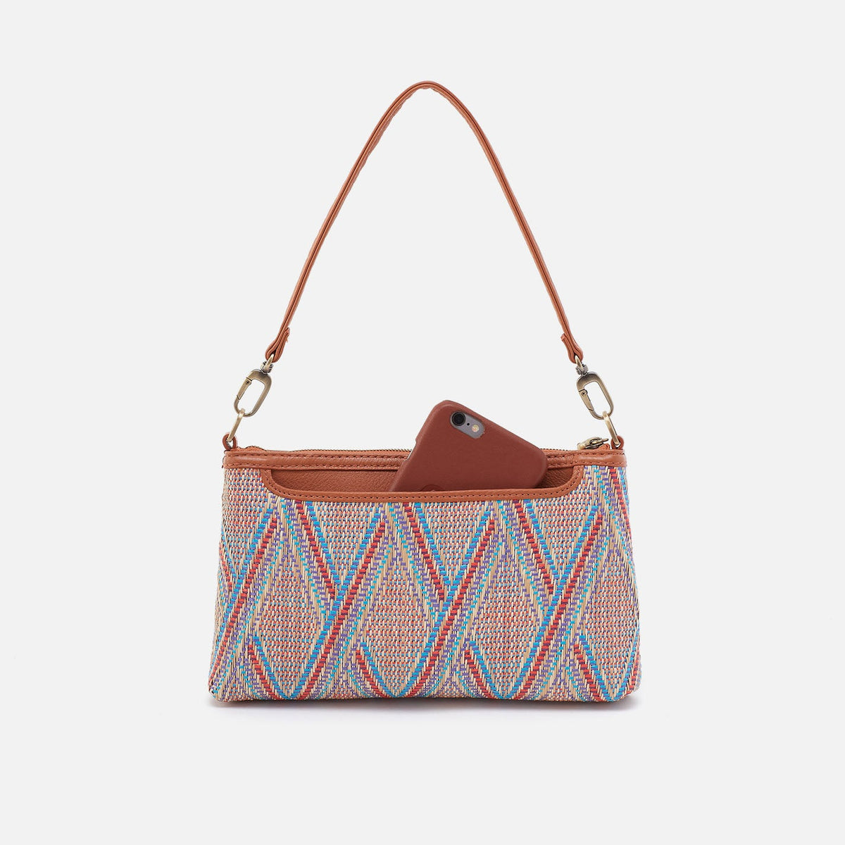HOBO Darcy Crossbody In Multi Weave With Leather Trim - Sunset Raffia