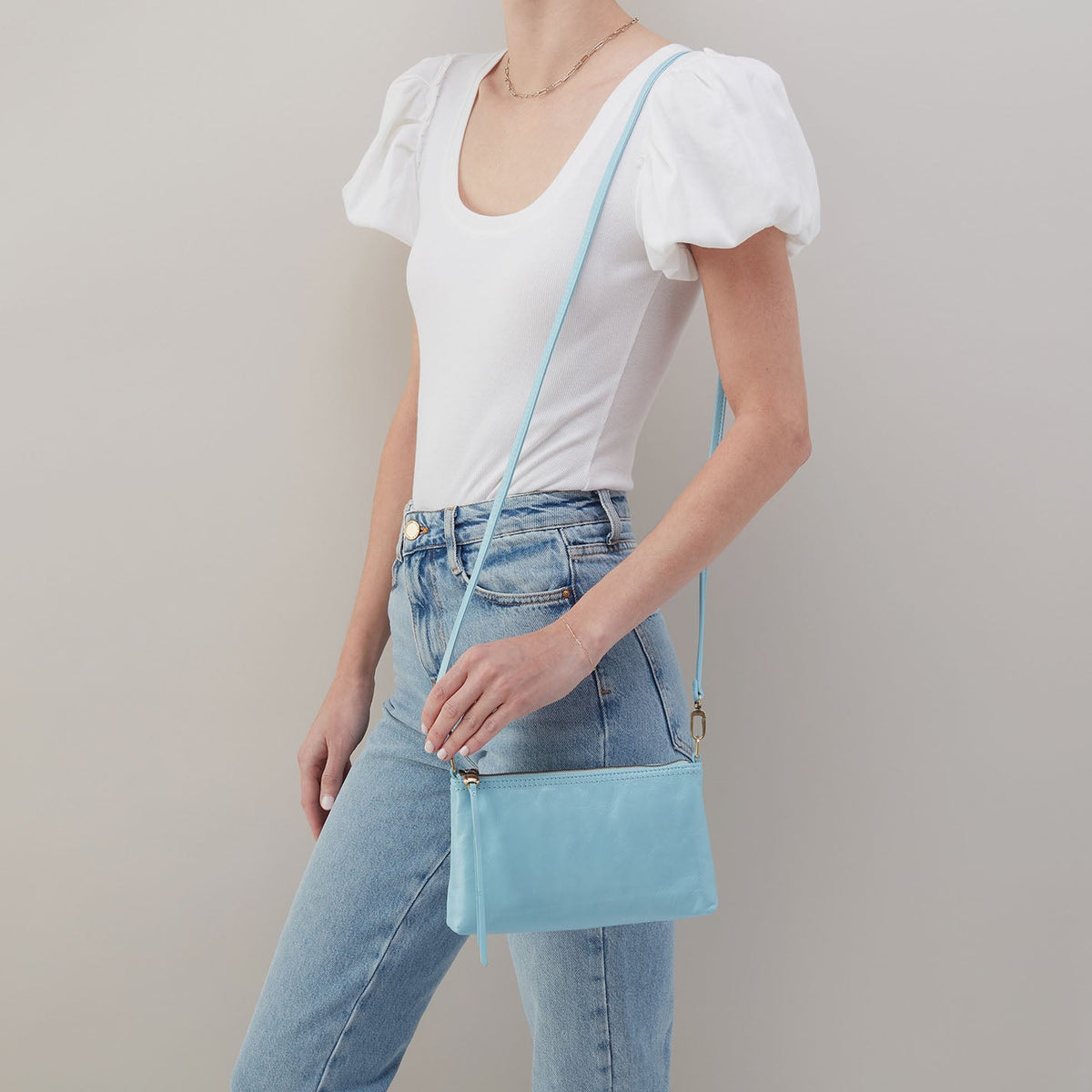 HOBO Darcy Crossbody In Polished Leather - Stratosphere
