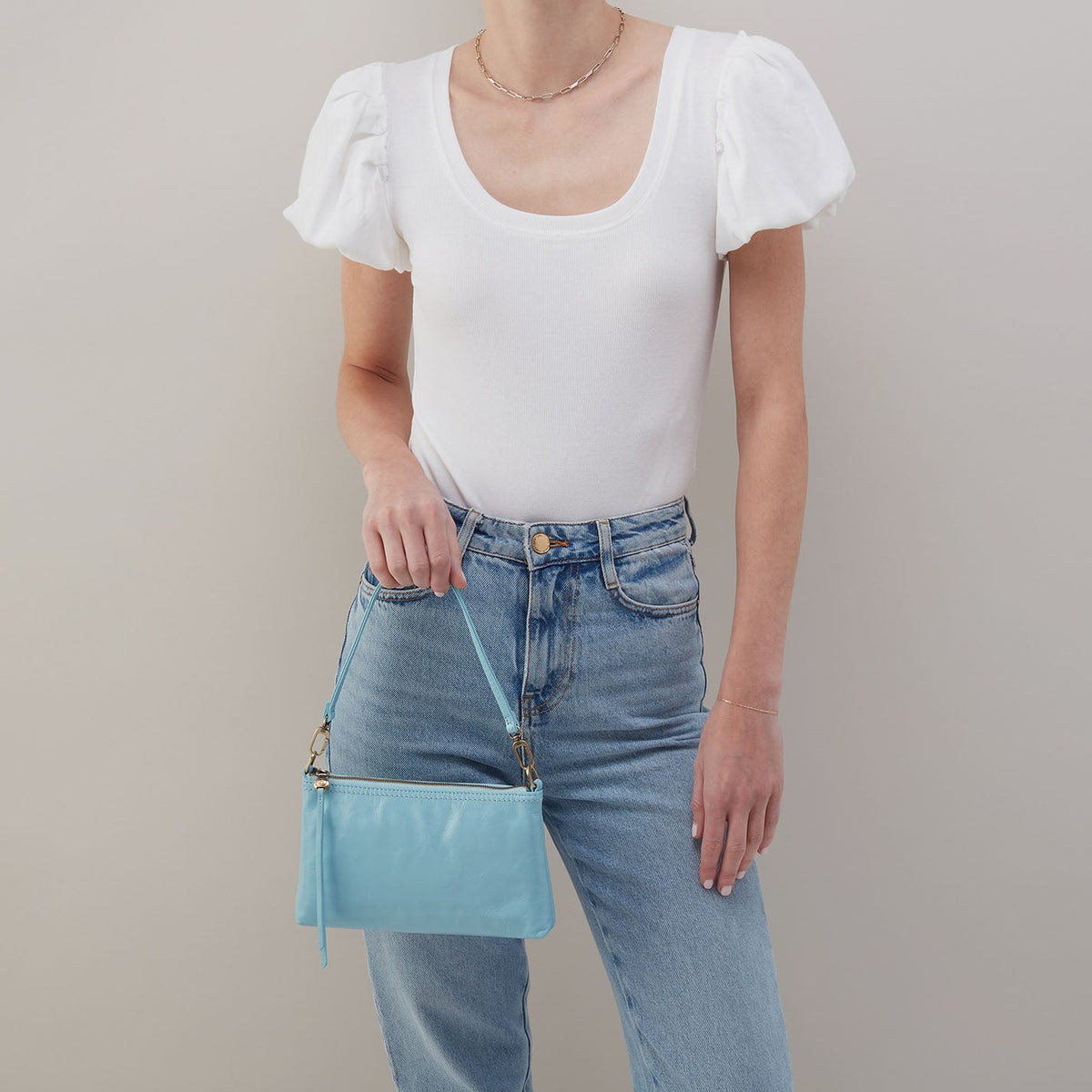 HOBO Darcy Crossbody In Polished Leather - Stratosphere