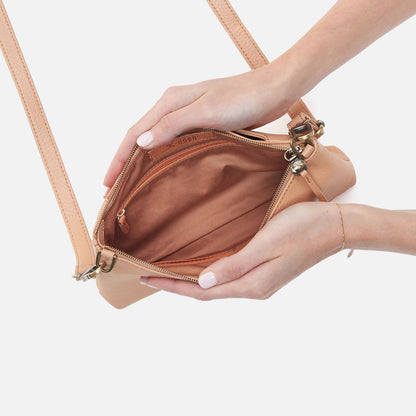 HOBO Darcy Double Crossbody In Pebbled Leather - Porcini