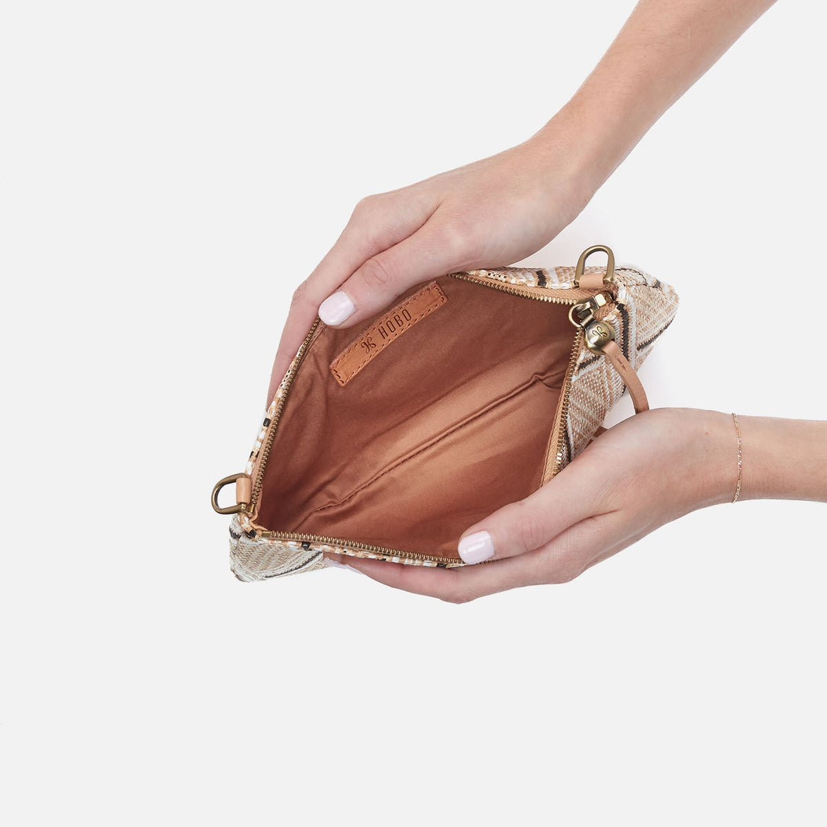 HOBO Darcy Double Crossbody In Pebbled Leather - Porcini