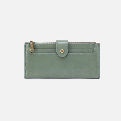 HOBO Dunn Continental Wallet In Polished Leather - Jade