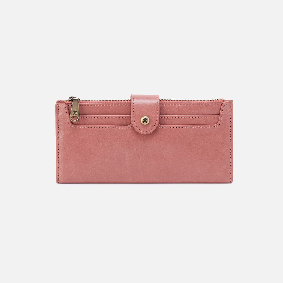 HOBO Dunn Continental Wallet In Polished Leather - Rose