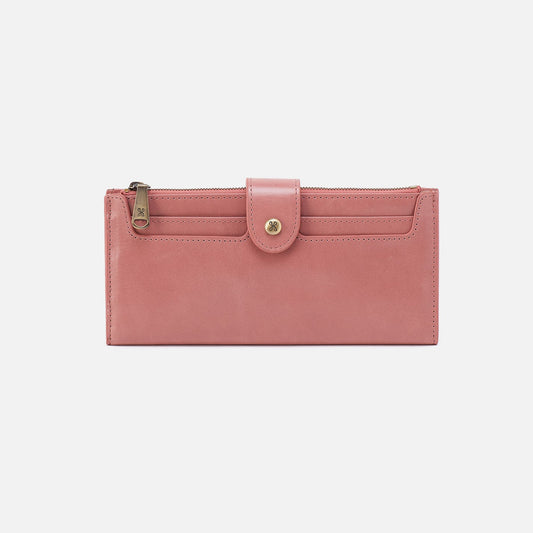HOBO Dunn Continental Wallet In Polished Leather - Rose