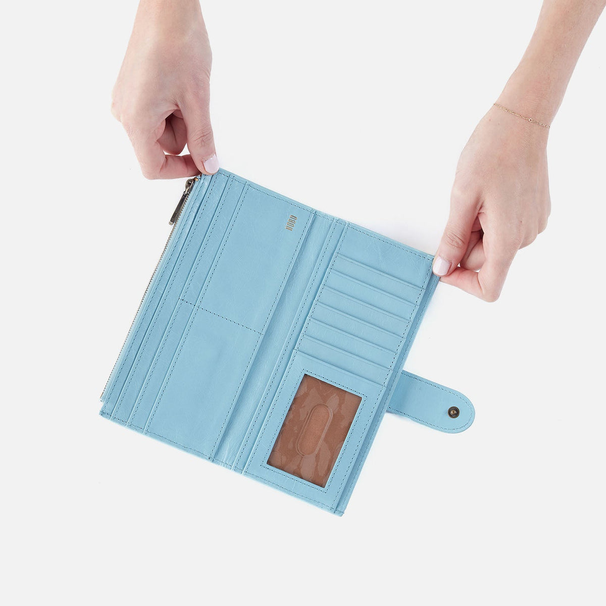 HOBO Dunn Continental Wallet In Polished Leather - Stratosphere