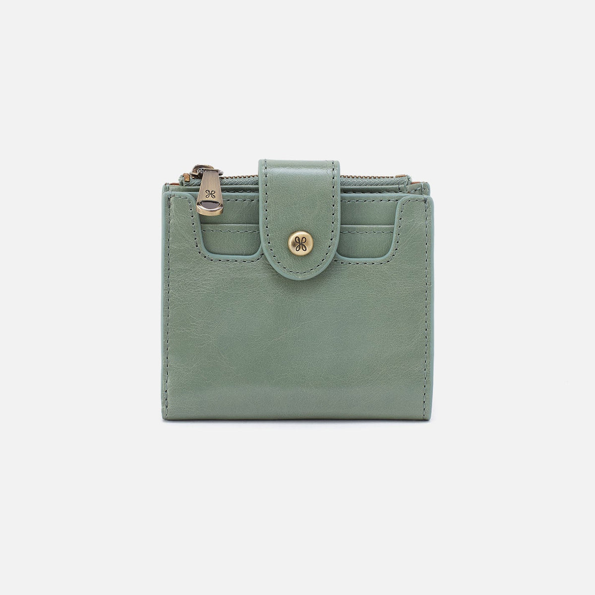 HOBO Dunn Mini Wallet In Polished Leather - Jade