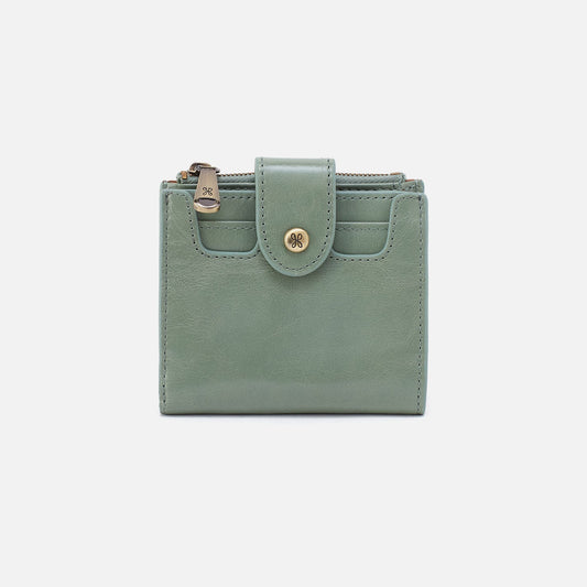 HOBO Dunn Mini Wallet In Polished Leather - Jade