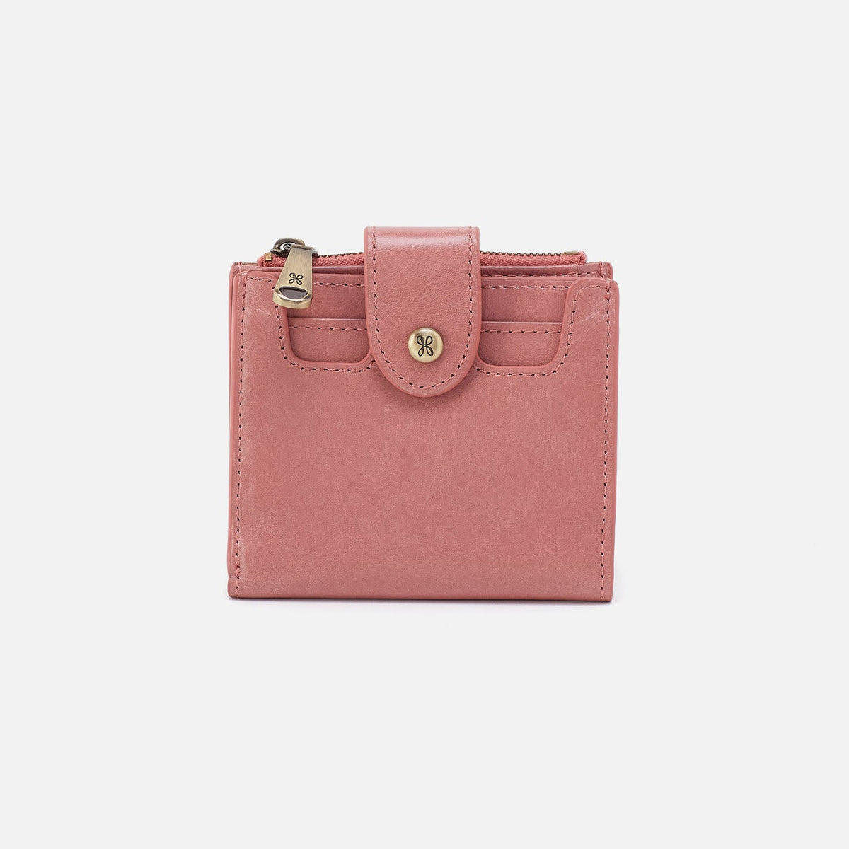 HOBO Dunn Mini Wallet In Polished Leather - Rose