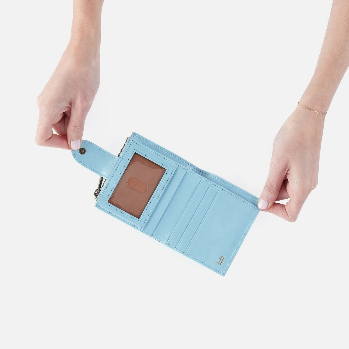 HOBO Dunn Mini Wallet In Polished Leather - Stratosphere