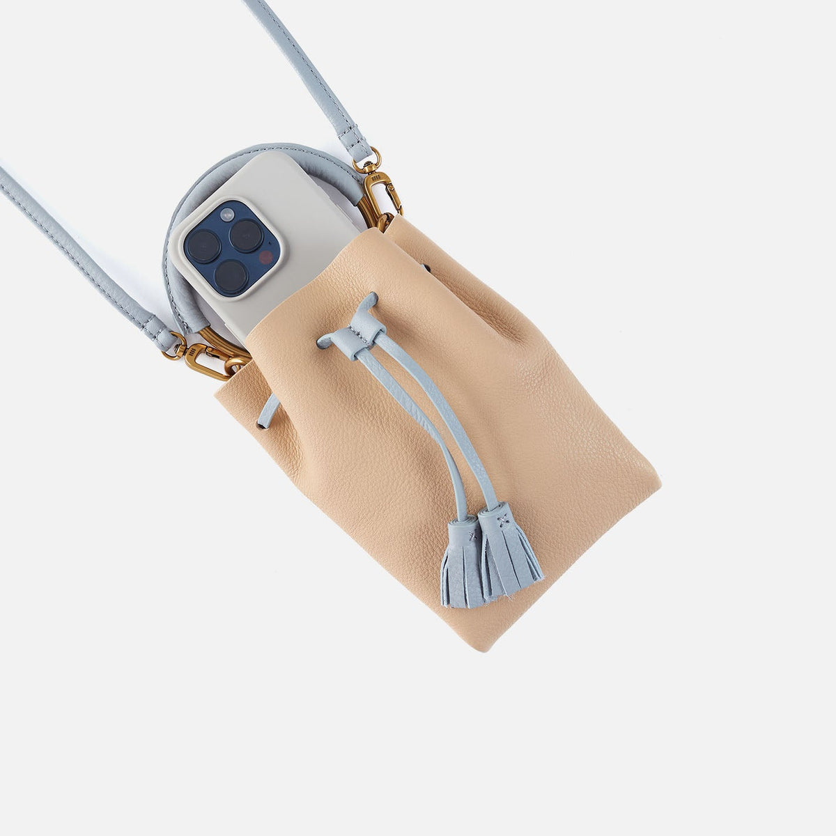 HOBO Eden Phone Crossbody In Pebbled Leather - Linen