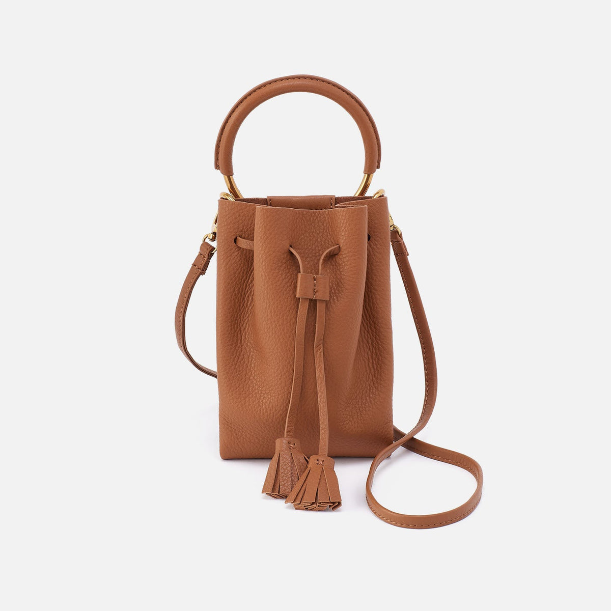 HOBO Eden Phone Crossbody In Pebbled Leather - Warm Honey