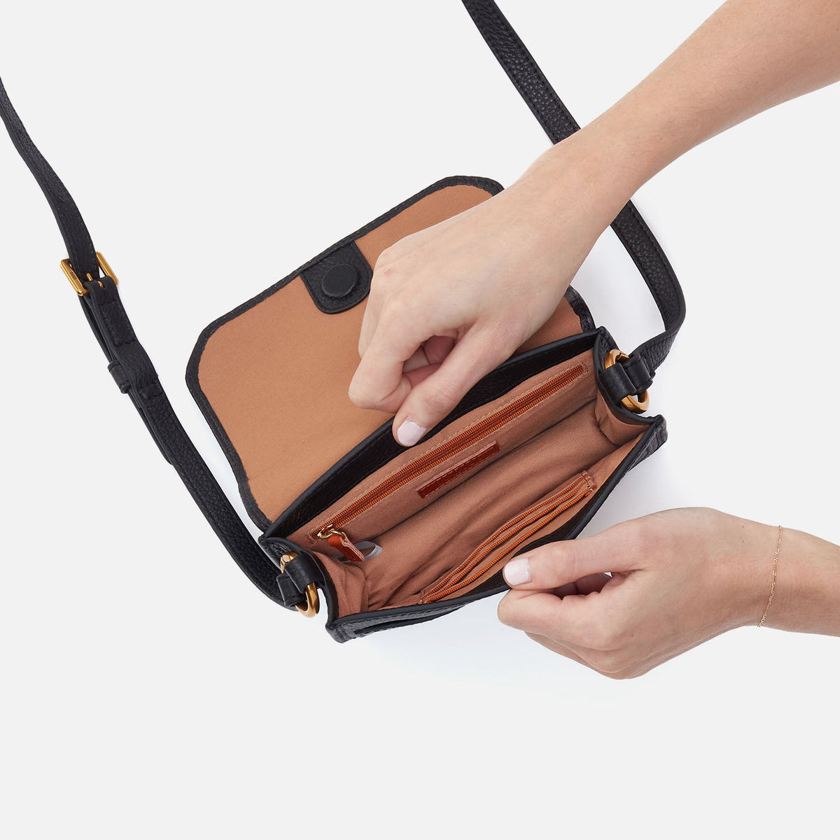 HOBO Eden Small Crossbody In Pebbled Leather - Black