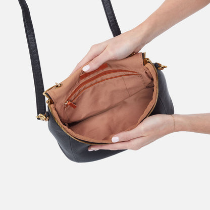 HOBO Fern Top Handle Satchel In Pebbled Leather - Black