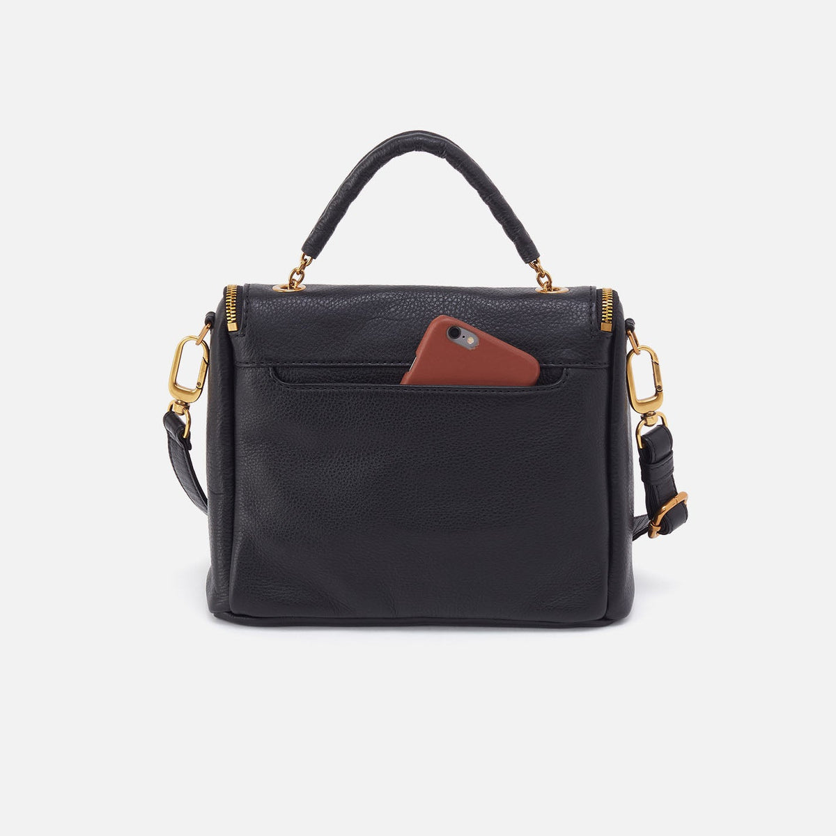 HOBO Fern Top Handle Satchel In Pebbled Leather - Black