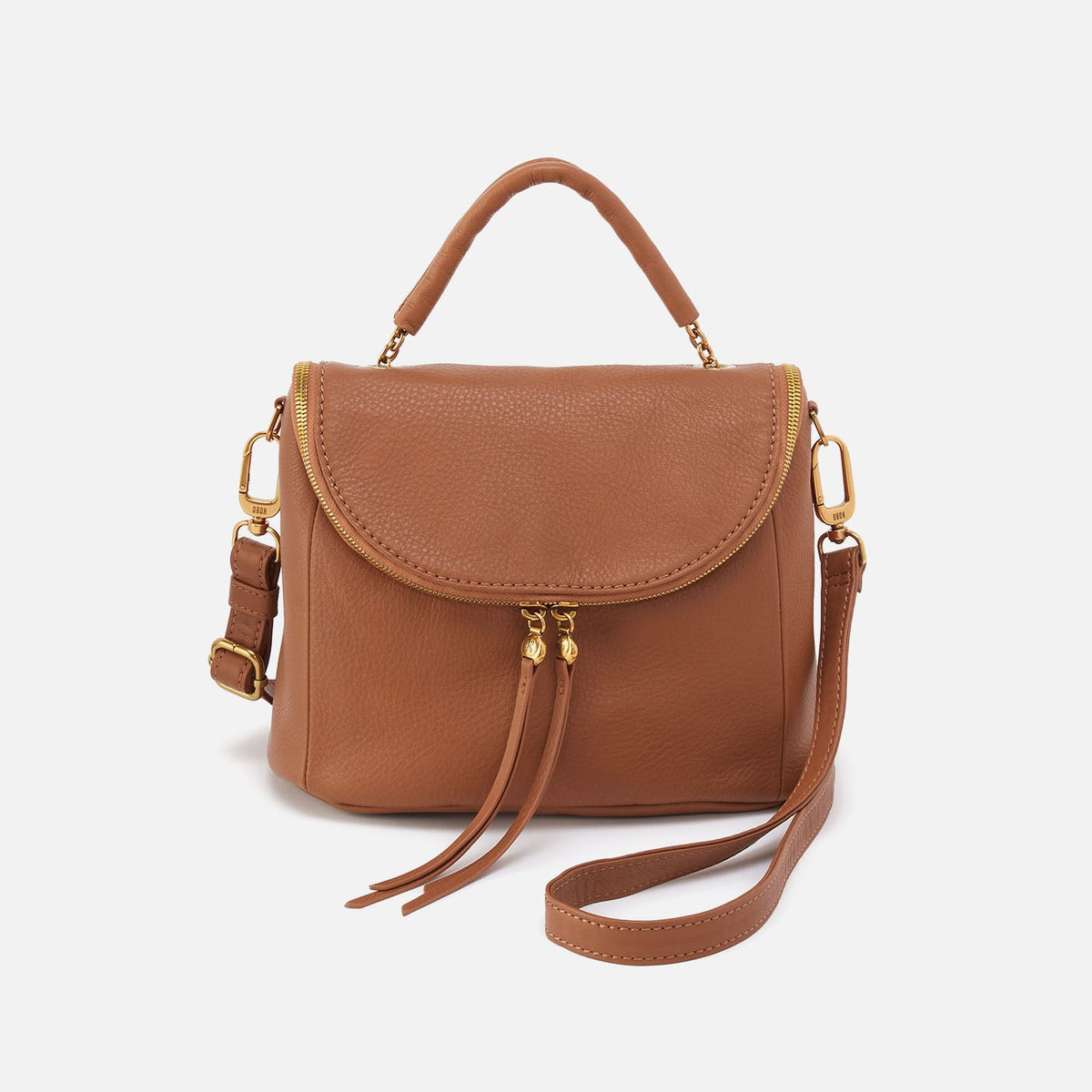 HOBO Fern Top Handle Satchel In Pebbled Leather - Warm Honey