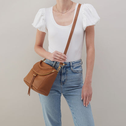 HOBO Fern Top Handle Satchel In Pebbled Leather - Warm Honey