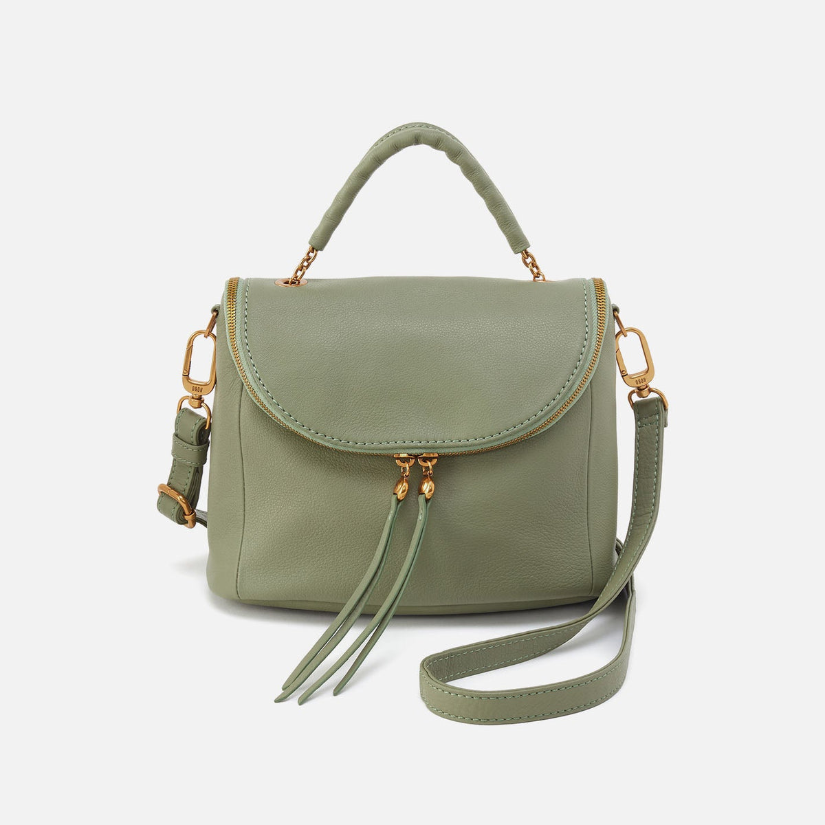 HOBO Fern Top Handle Satchel In Pebbled Leather - Watercress