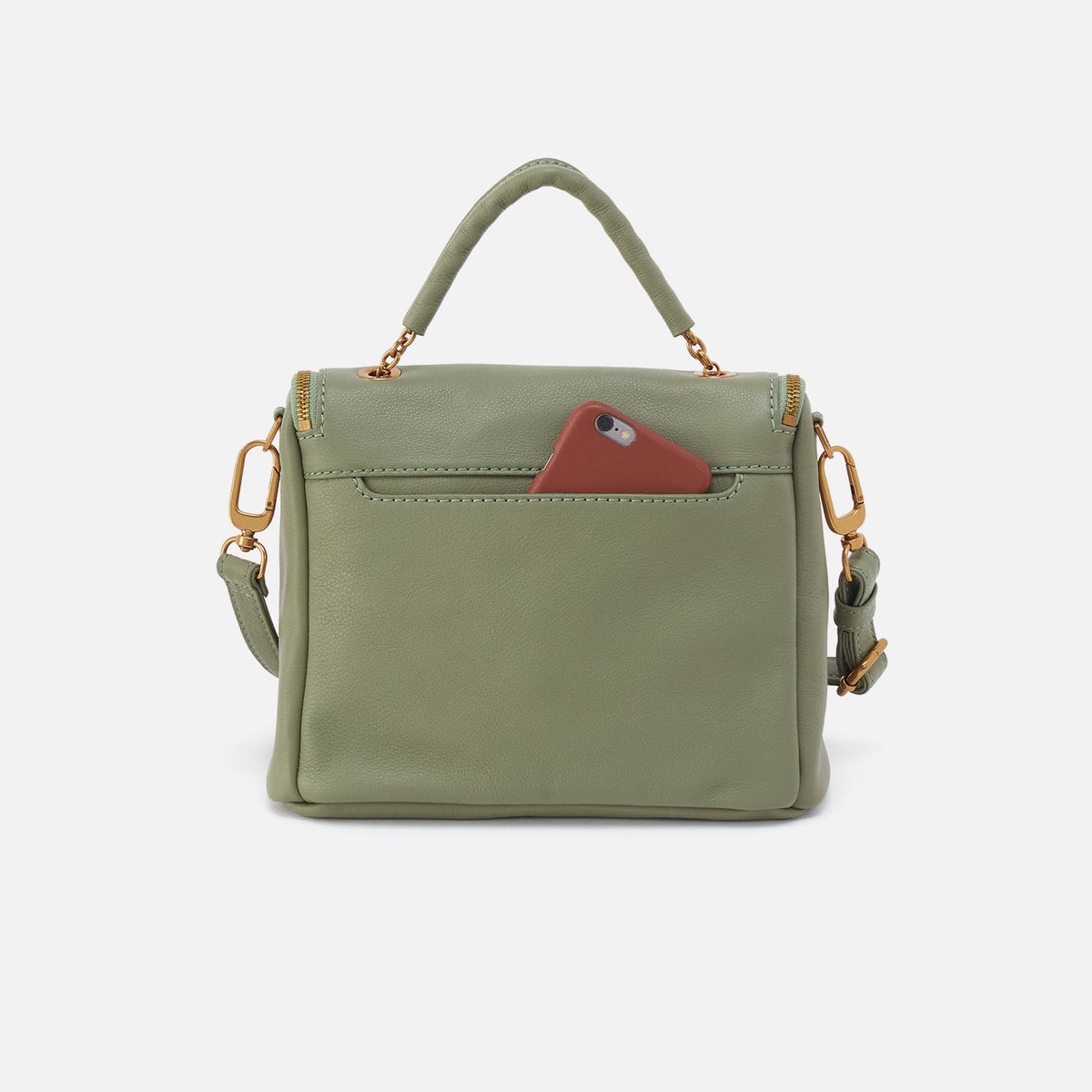 HOBO Fern Top Handle Satchel In Pebbled Leather - Watercress