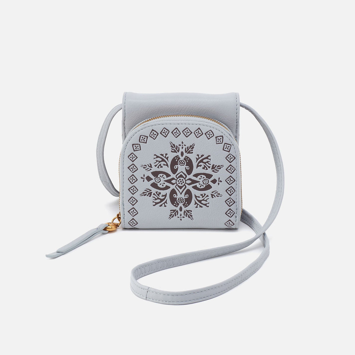 HOBO Fern Wallet Crossbody In Pebbled Leather - Blue Pearl