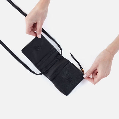 HOBO Fern Wallet Crossbody In Pebbled Leather - Black