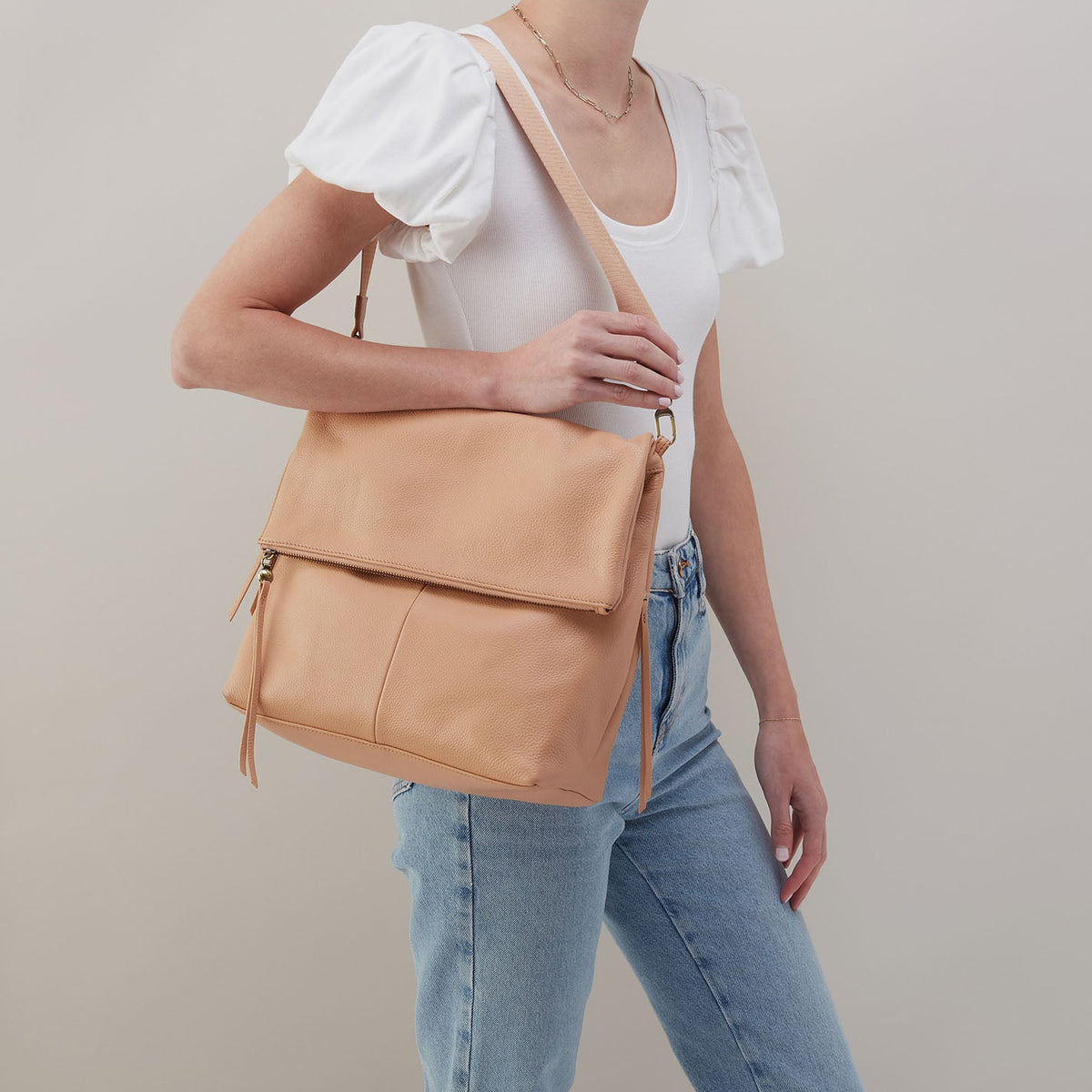 HOBO Grant Backpack In Pebbled Leather - Porcini