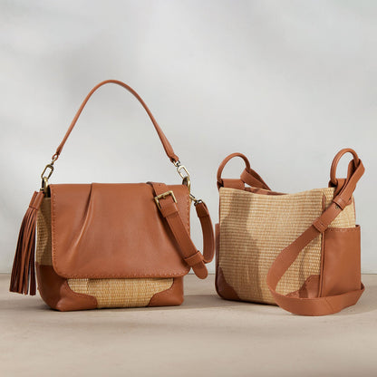HOBO Harley Convertible Shoulder Bag in Woven Straw - Natural Straw