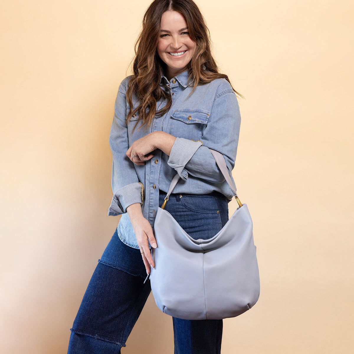 HOBO Harley Hobo In Pebbled Leather - Blue Pearl