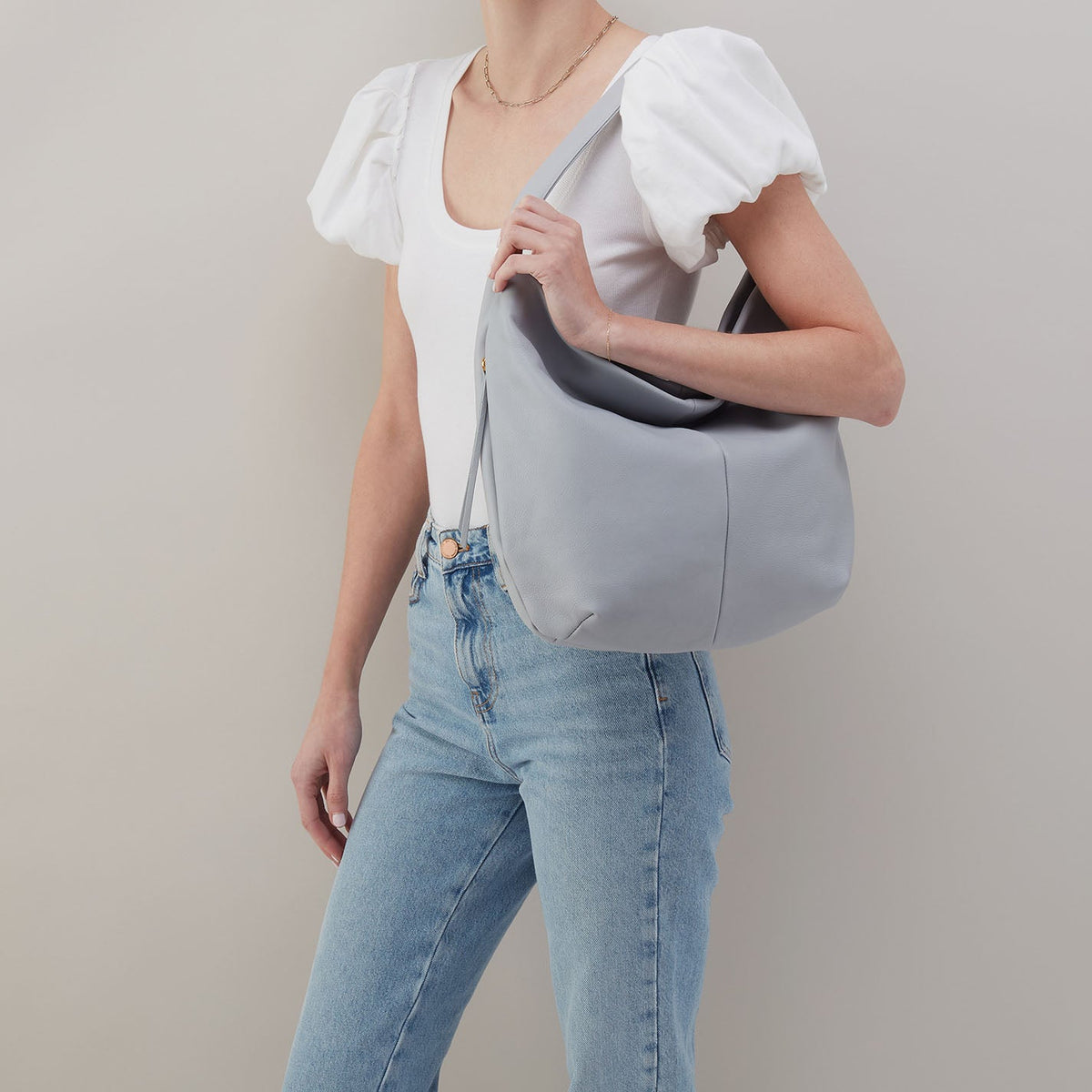 HOBO Harley Hobo In Pebbled Leather - Blue Pearl