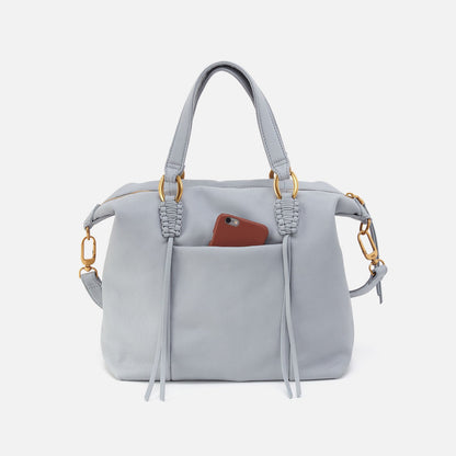 HOBO Harley Satchel In Pebbled Leather - Blue Pearl