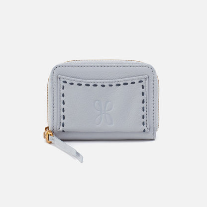 HOBO Hart Card Case In Pebbled Leather - Blue Pearl