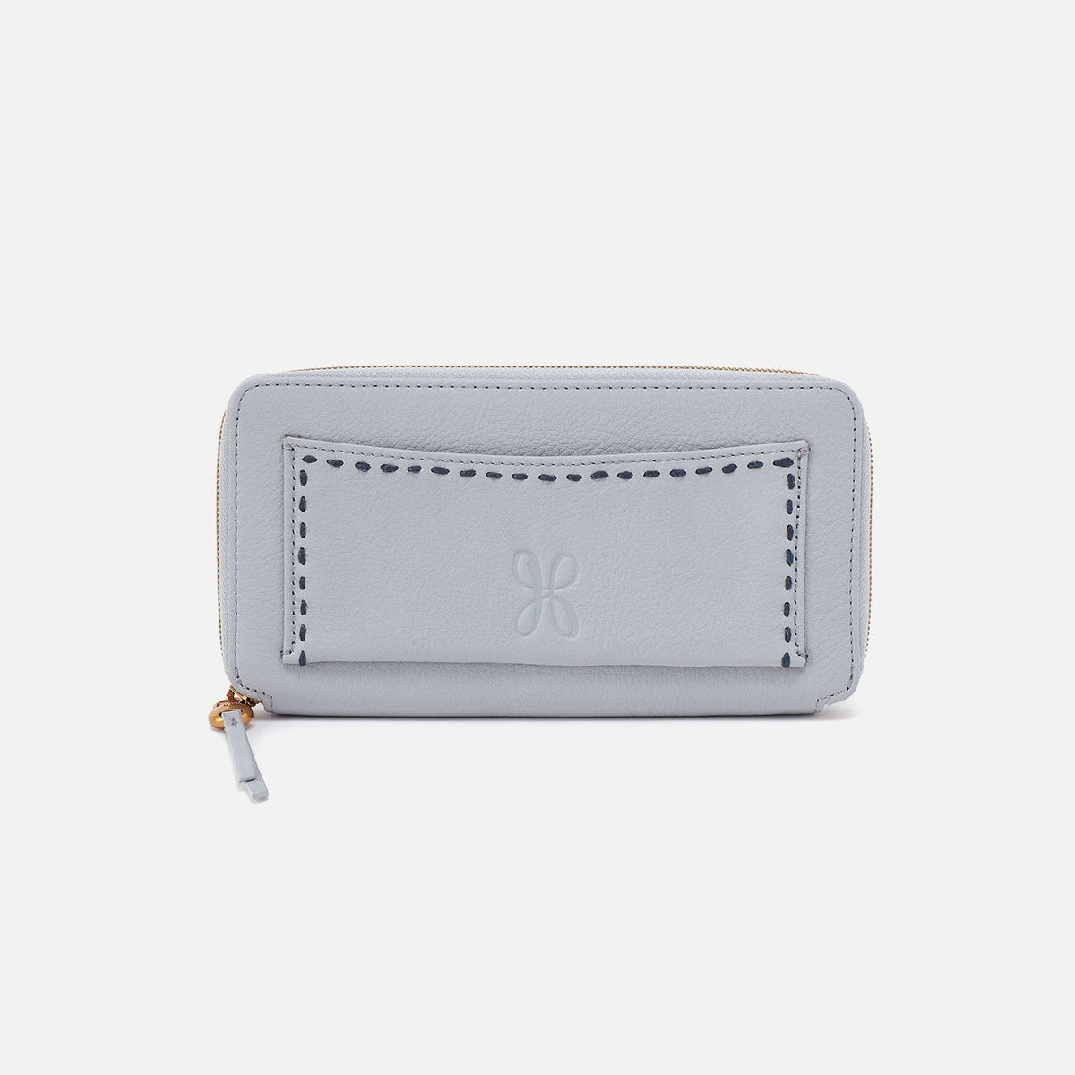 HOBO Hart Large Wallet In Pebbled Leather - Blue Pearl