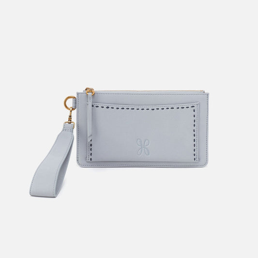 HOBO Hart Wristlet In Pebbled Leather - Blue Pearl