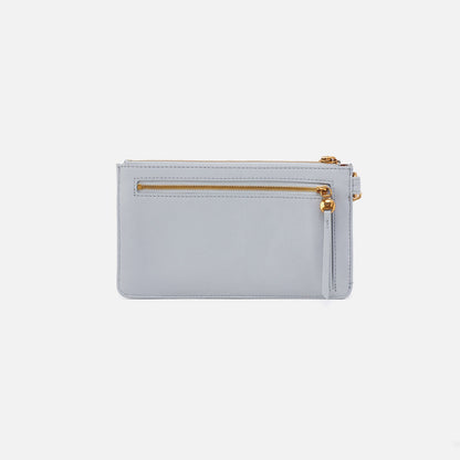 HOBO Hart Wristlet In Pebbled Leather - Blue Pearl