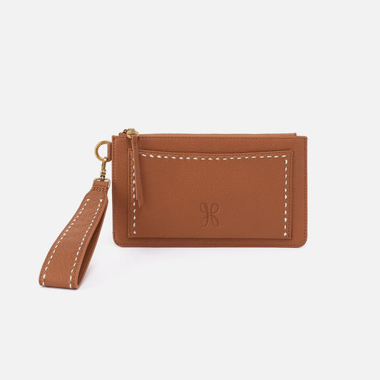 HOBO Hart Wristlet In Pebbled Leather - Warm Honey