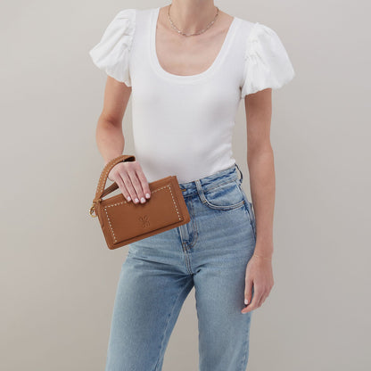 HOBO Hart Wristlet In Pebbled Leather - Warm Honey
