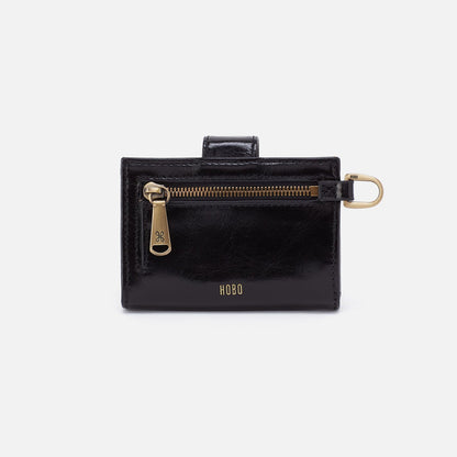 HOBO Jean Accordian Card Case In Polished Leather - Black