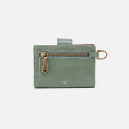 HOBO Jean Accordian Card Case In Polished Leather - Jade