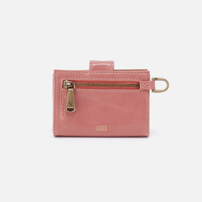 HOBO Jean Accordian Card Case In Polished Leather - Rose