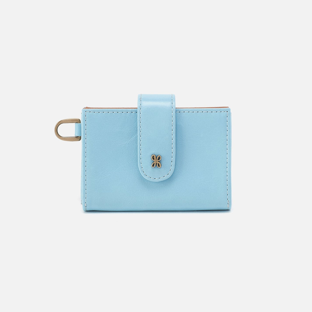 HOBO Jean Accordian Card Case In Polished Leather - Stratosphere