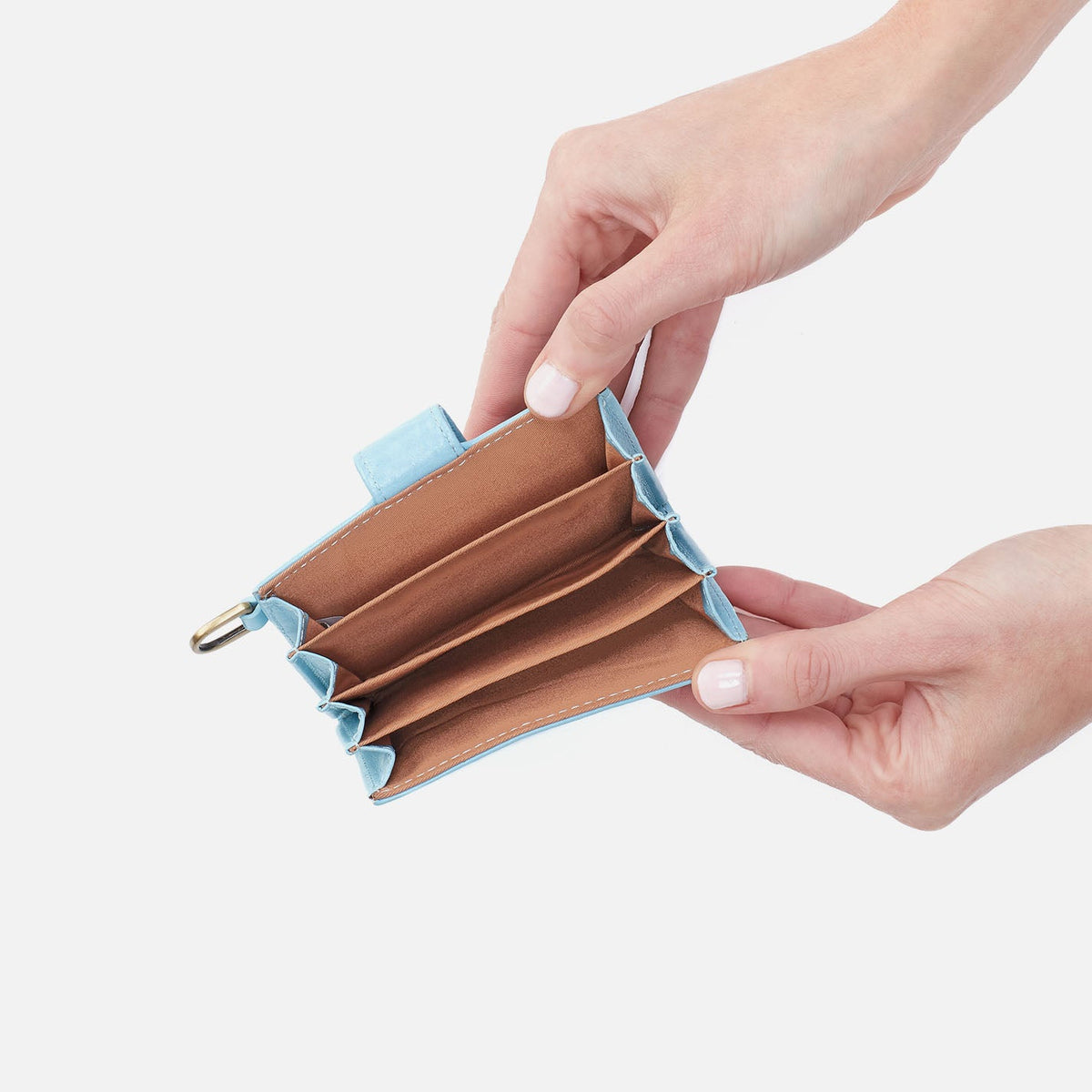 HOBO Jean Accordian Card Case In Polished Leather - Stratosphere