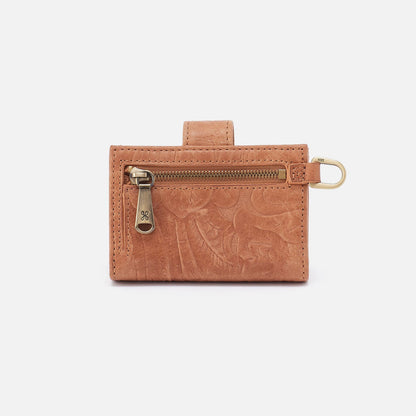 HOBO Jean Accordian Card Case In Tooled Embossed Leather - Saddle Tooled Emboss