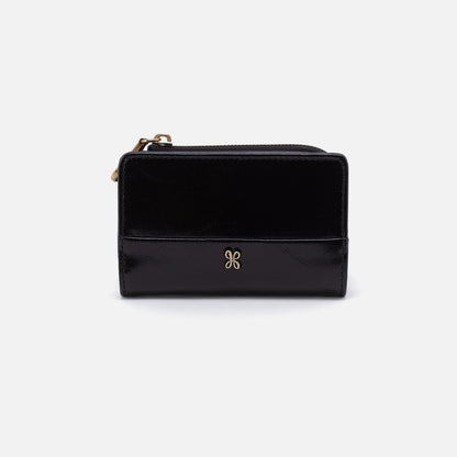 HOBO Jill Card Case In Polished Leather - Black