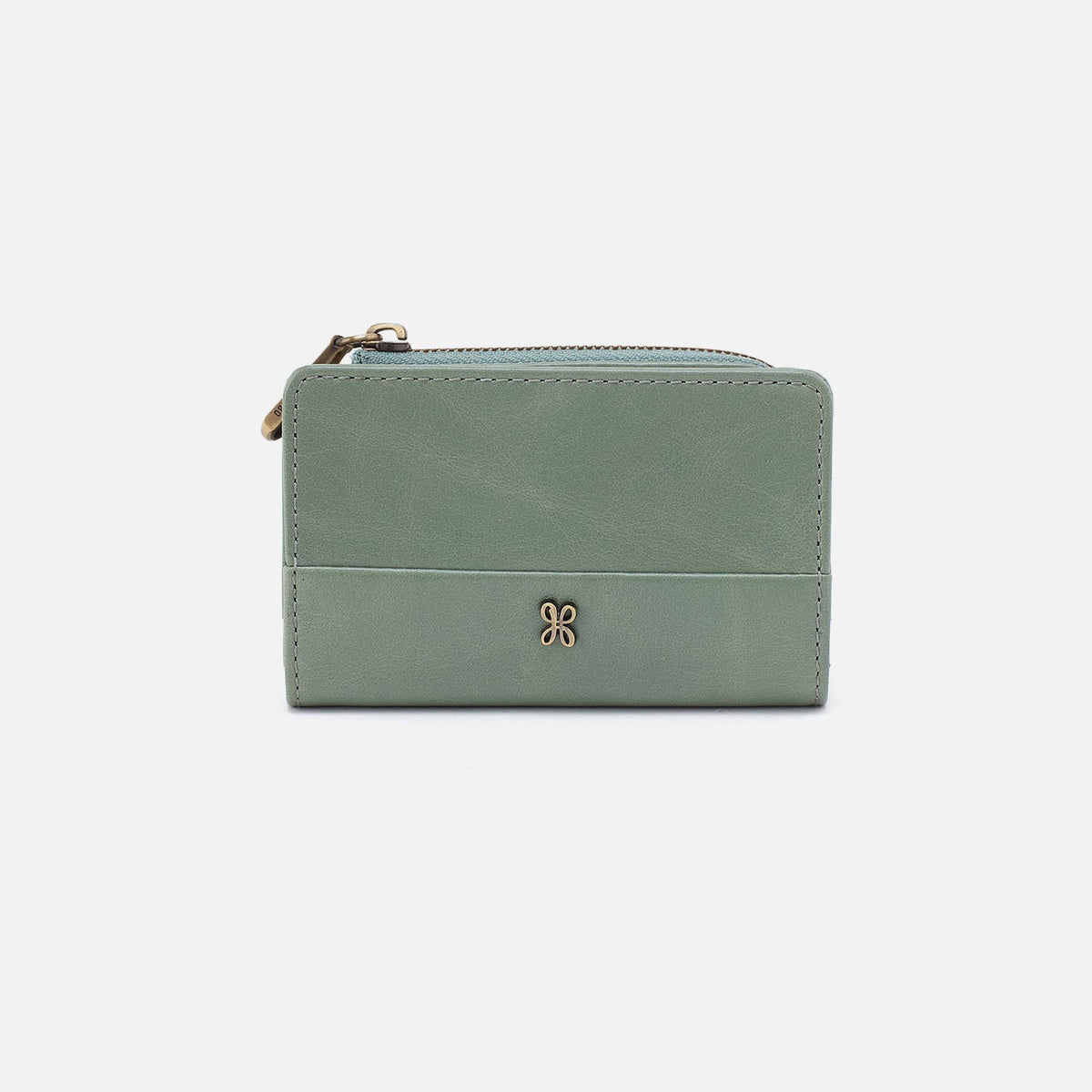 HOBO Jill Card Case In Polished Leather - Jade