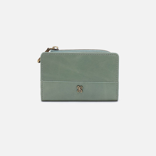 HOBO Jill Card Case In Polished Leather - Jade