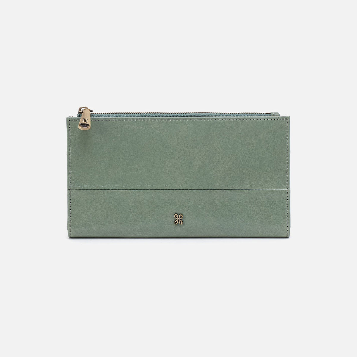 HOBO Jill Large Bifold Wallet In Polished Leather - Jade