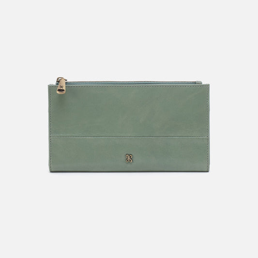 HOBO Jill Large Bifold Wallet In Polished Leather - Jade